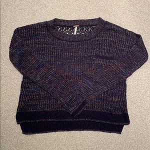 Free People Navy Sweater with Crochet Back